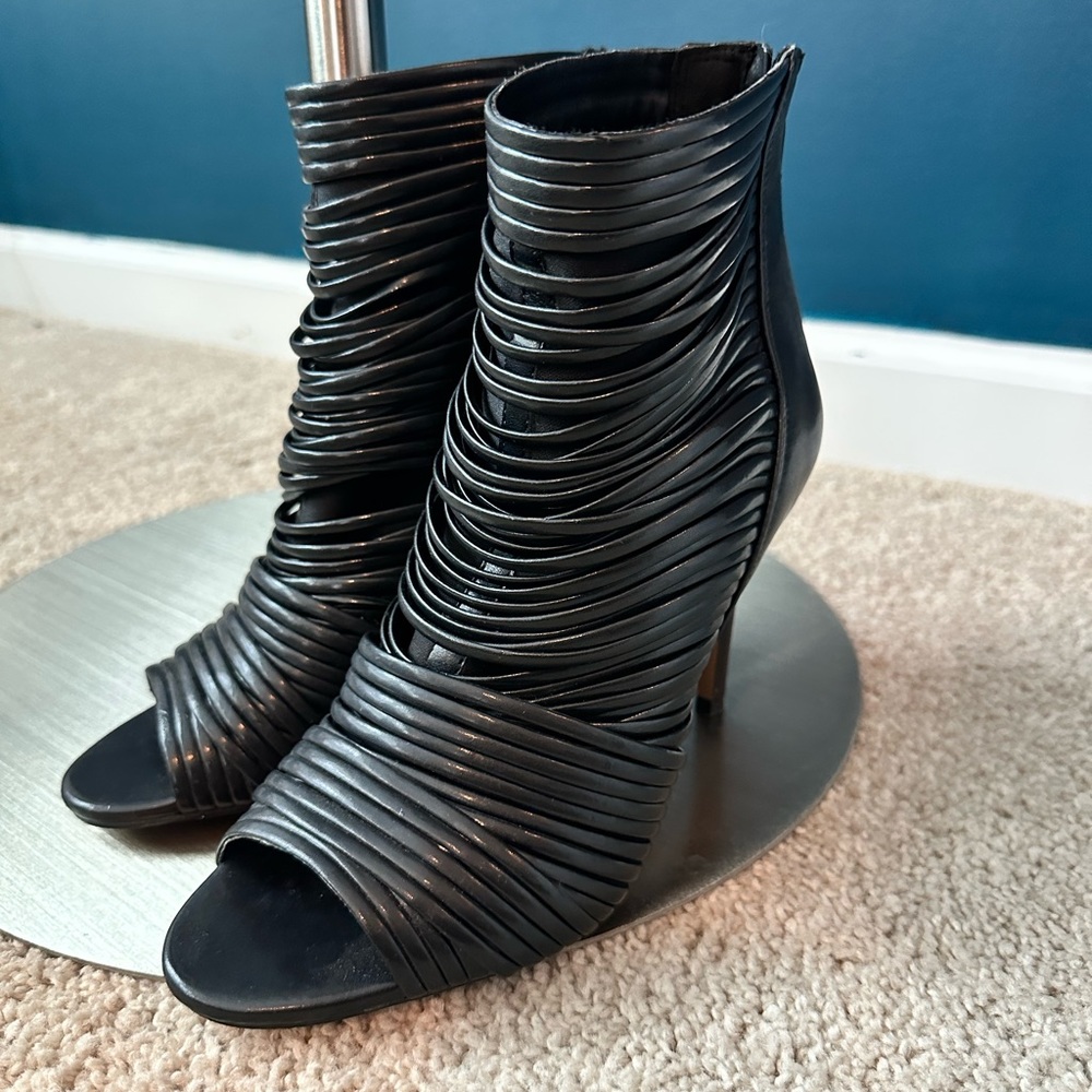 BCBG Black Peep Toe Booties
